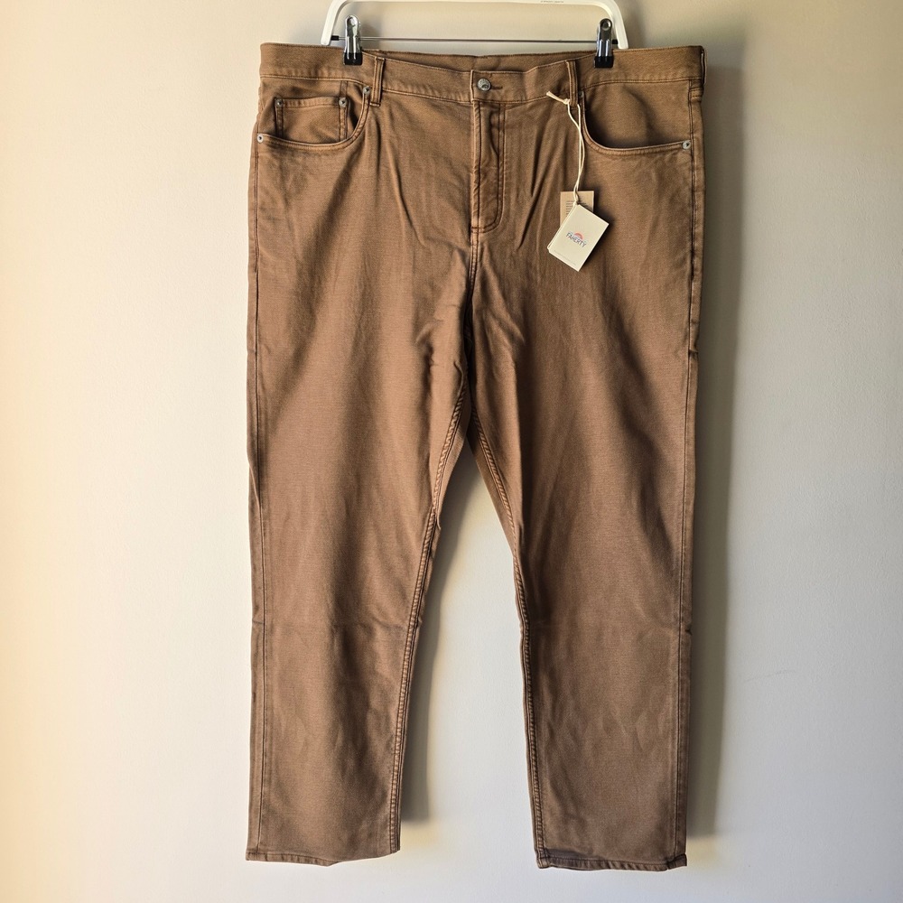 Faherty Stretch Terry 5-Pocket Pants Mens 42x32 Brown Garment Dyed MBF2310 NEW